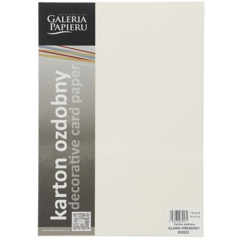 Papier ozdobny (wizytówkowy) gładki kremowy A4 kremowy 160g Galeria Papieru (202822) Galeria Papieru