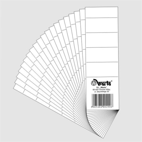 Etykiety opisowe do segregatora biały [mm:] 50x157 Warta (350-002) Warta