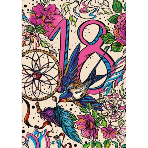 Kartka składana A5 neon 18 dziewczynka A5 Henry (5907465664547) Henry