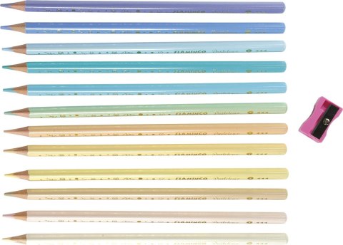 Kredki ołówkowe Junior Flamingo 12 kolorów trójkątne Flamingo