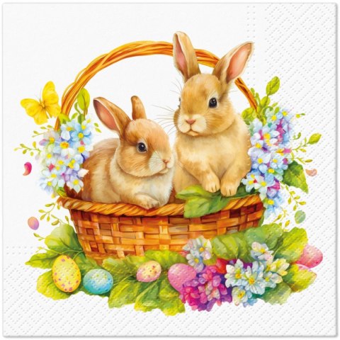 Serwetki TaT Wielkanoc Bunnies In Basket mix bibuła [mm:] 330x330 Paw (TL126700) Paw