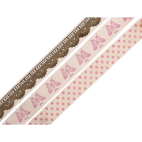 Wstążka Craft-Fun Series groszki, motylki, koronka 15x1 [mm x m] mix Titanum (DD23-2) Titanum