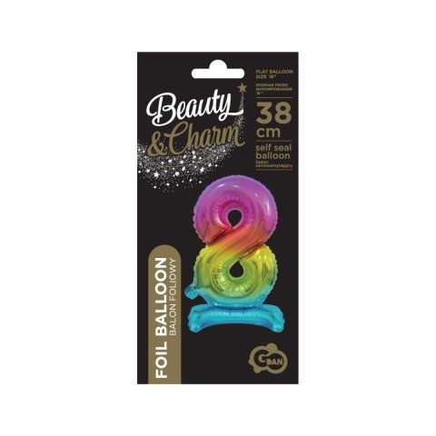 Balon foliowy cyfra 8 stojąca 38cm, tęczowa Godan (BC-ATT8) Godan