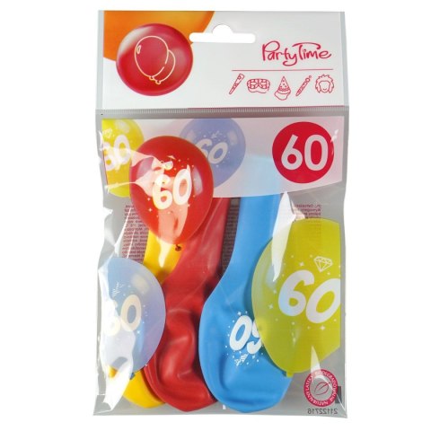Balon gumowy z nadrukiem cyferki - 60 (3 szt.) mix 280mm Arpex (KB2037-60-9944) Arpex