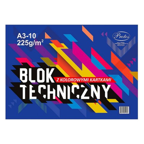 Blok techniczny A3 kolorowy 225g 10k Protos Protos