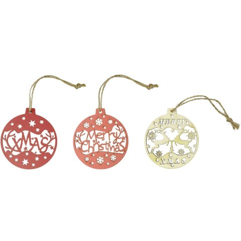 Ozdoba drewniana Craft-Fun Series zawieszka bombka 3 wzory Titanum (182681D) Titanum