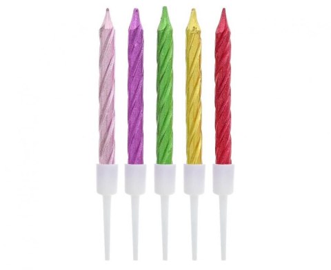 Świeczka urodzinowa Twister, metaliczne, mix, 8x0.36 cm, 10 szt. Godan (BH-STMM) Godan