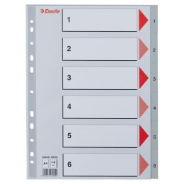 Przekładka numeryczna Esselte A4 szara 6k 1-6 (100104) Esselte