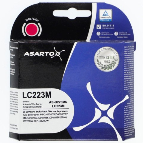 Tusz (cartridge) alternatywny do Brother LC223M | MFC-J4420/4620/5625 | 600 str. magenta Asarto (AS-B223MN) Asarto