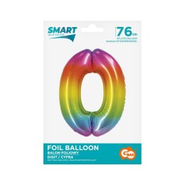 Balon foliowy Godan Smart cyfra 0 tęcza 76cm (CH-STC0) Godan