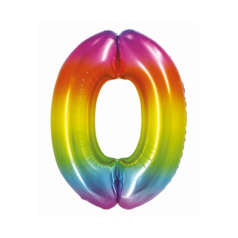 Balon foliowy Smart cyfra 0 tęcza 76cm Godan (CH-STC0) Godan