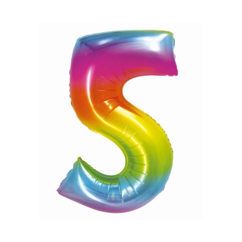 Balon foliowy Smart cyfra 5 tęcza 76cm Godan (CH-STC5) Godan
