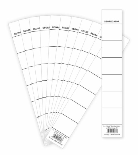 Etykiety opisowe do segregatora biały [mm:] 30x190 Warta Warta