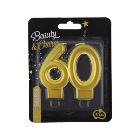 Świeczka urodzinowa cyferka 60 w kolorze złotym Godan (PF-SCZ60) Godan