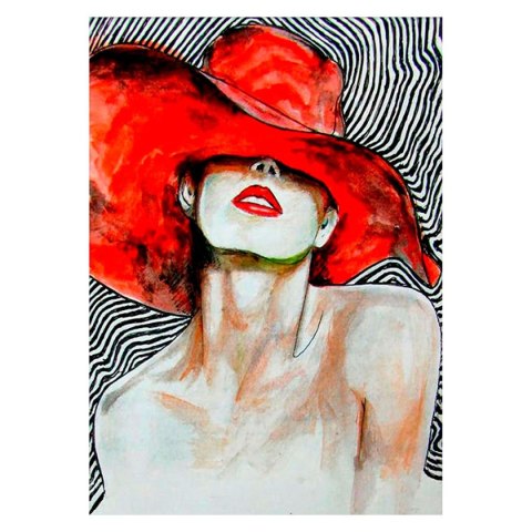 Zestaw kreatywny Diamentowa mozaika 30x40cm Kobieta w czerwonym kapeluszu Flamingo Line (TGD72669) Flamingo Line