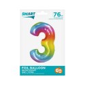 Balon foliowy Godan Smart cyfra 3 tęcza 76cm (CH-STC3) Godan