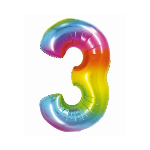 Balon foliowy Smart cyfra 3 tęcza 76cm Godan (CH-STC3) Godan