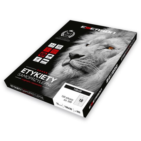 Etykieta samoprzylepna A4 biały [mm:] 100x30 Emerson (eta4100x030w) Emerson