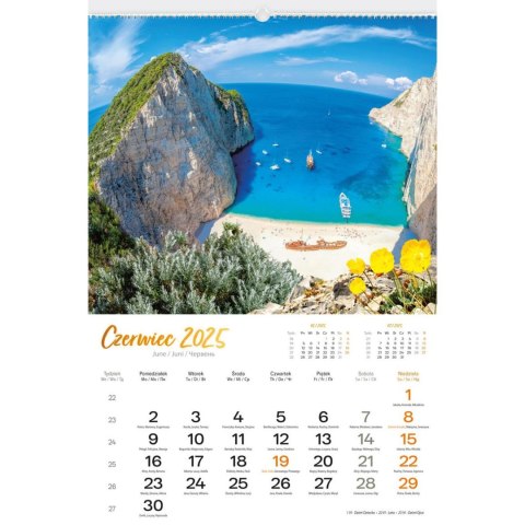 Kalendarz ścienny SŁONECZNE WAKACJE WIELOPLANSZOWY 12K 320mm x 470mm Lucrum (RW10) Lucrum