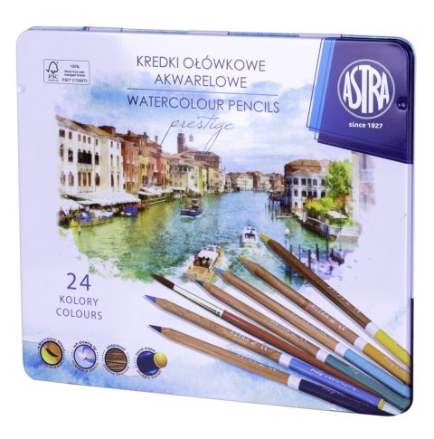 Kredki akwarelowe z drewna cedrowego 24 kol. Astra Astra