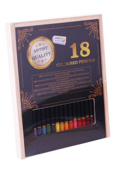 Kredki ołówkowe w drewnianym pudełku 18 kol. Grafix Grafix