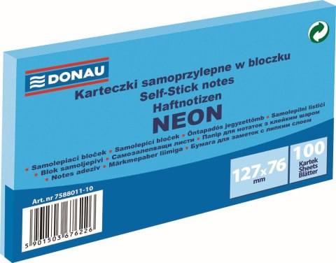 Notes samoprzylepny (karteczki) Neon niebieski 100k [mm:] 127x76 Donau (7588011-10) Donau