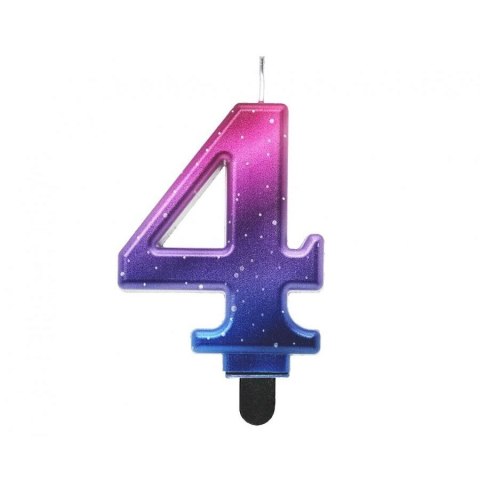 Świeczka urodzinowa cyferka 4, Night Sky, metaliczna, 8 cm Godan (SF-NSM4) Godan