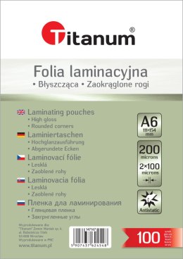 Folia do laminowania Titanum A6 przezroczysty 100mic. [mm:] 111x154 Titanum