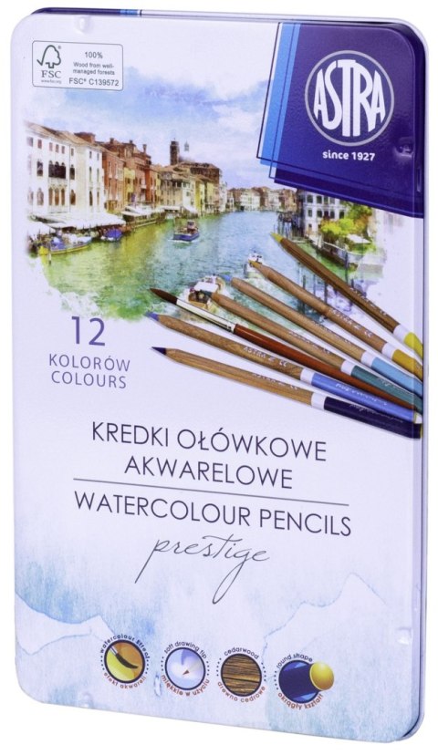 Kredki akwarelowe z drewna cedrowego 12 kol. Astra Astra