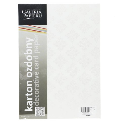 Papier ozdobny (wizytówkowy) glamour biały 230g 20 arkuszy A4 biały 230g Galeria Papieru (204903) Galeria Papieru