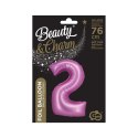 Balon foliowy Godan Beauty&Charm Cyfra 2 satynowy róż 76cm (CH-BSR2) Godan