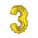 Balon foliowy cyfra 3 złoty 35 cm Godan (FG-C35Z3) Godan