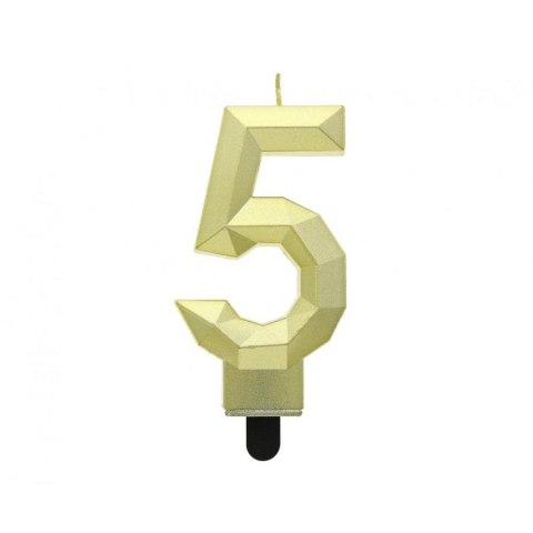 Świeczka urodzinowa cyferka 5 - Diament, metalik złoty, 7.6 cm Godan (PF-SDZ5) Godan