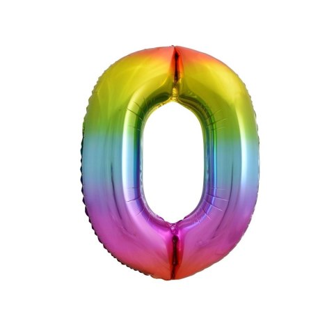 Balon foliowy cyfra 0 tęczowy 85cm 85cal Godan (HS-C34T0) Godan
