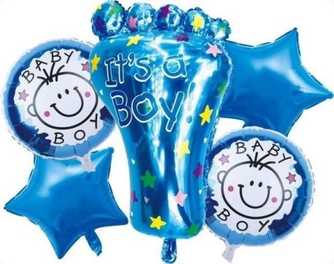 Balon gumowy zestaw balonów 6 elementów baby boy niebieski Antella Antella