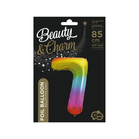 Balon foliowy cyfra 7 tęczowy 85cm 40cal Godan (HS-C34T7) Godan