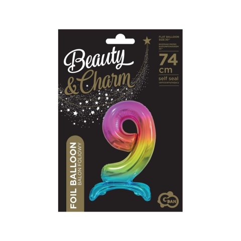 Balon gumowy Beauty&Charm cyfra stojąca tęczowa tęczowy 30cal Godan (BC-AST9) Godan