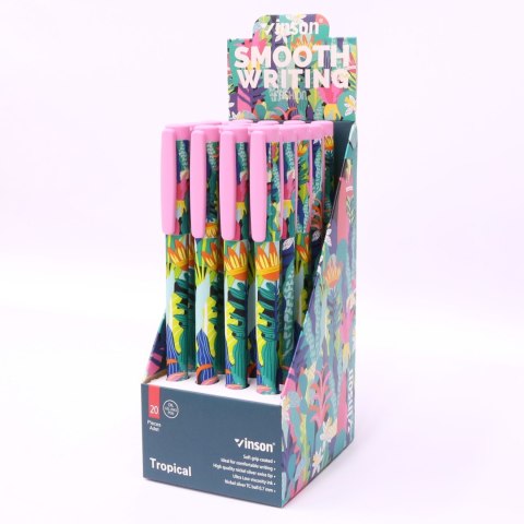 Długopis olejowy Fashion A25 LIŚCIE wkład niebieski 0,7mm Vinson Vinson