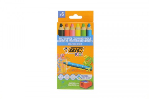 Kredki ołówkowe Bic MULTISURFACE 6 szt + temperówka 3086123727816 6 kol. (515220) Bic