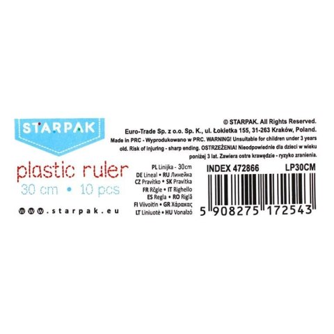 Linijka plastik 30cm Starpak (472865) Starpak