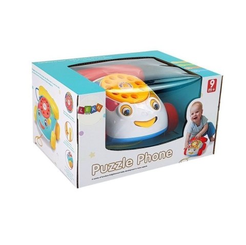 Telefon zabawkowy Do Ciągnięcia na Kółkach ze słuchawka na Baterie dla Niemowlęcia Lean (6889) Lean