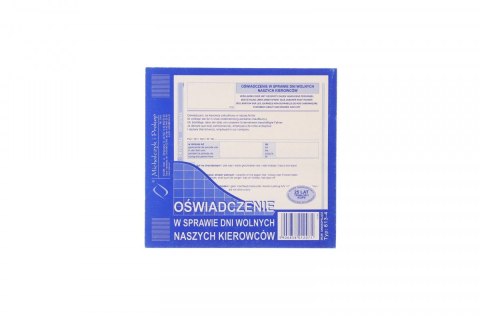 Druk offsetowy Michalczyk i Prokop Oświadczenie w sprawie dni wolnych kierowców A5 (14315) Michalczyk i Prokop