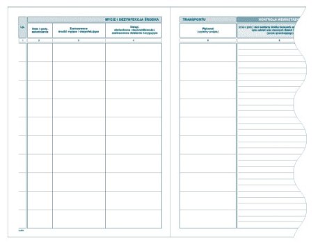 Druk offsetowy Rejestr mycia i dezynfekcji komory ładunkowej środka transportu A5 16k. Michalczyk i Prokop (H-91-3) Michalczyk i Prokop