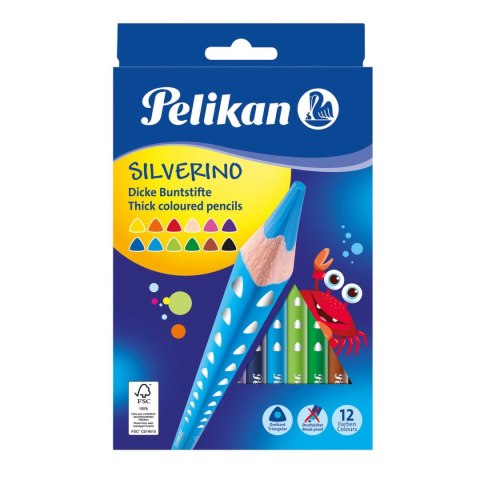 Kredki ołówkowe Pelikan Silverino 700627 12 kol. (100401596) Pelikan