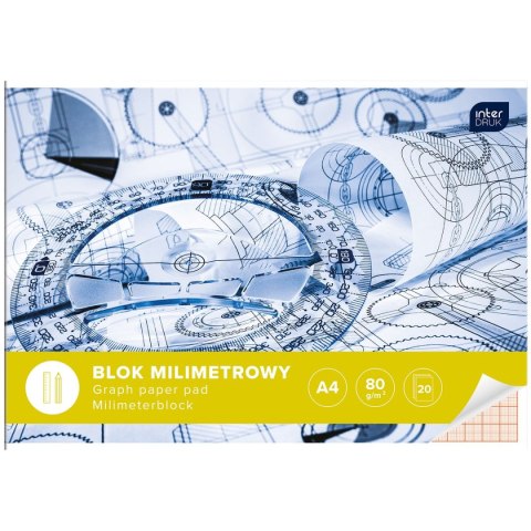 Blok milimetrowy A4 80g 20k Interdruk (BLMIA4) Interdruk