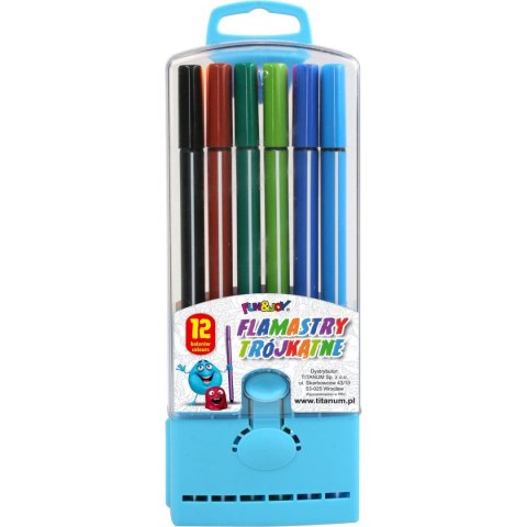 Flamaster trójkątne 12 kol. Fun&Joy (FJ-206-12) Fun&Joy