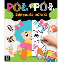 Książeczka edukacyjna Aksjomat Pół i pół. Kolorowanka malucha z lalką Aksjomat