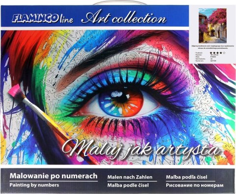 Zestaw kreatywny Malowanie po numerach 40x50cm Uliczka z kwitnącymi drzewami Flamingo Line (fys055) Flamingo Line