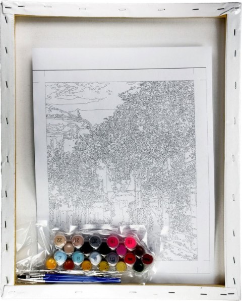 Zestaw kreatywny Malowanie po numerach 40x50cm Uliczka z kwitnącymi drzewami Flamingo Line (fys055) Flamingo Line