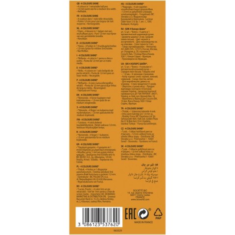 Długopis olejowy SHINE wkład mix 1,0mm Bic (964774) Bic